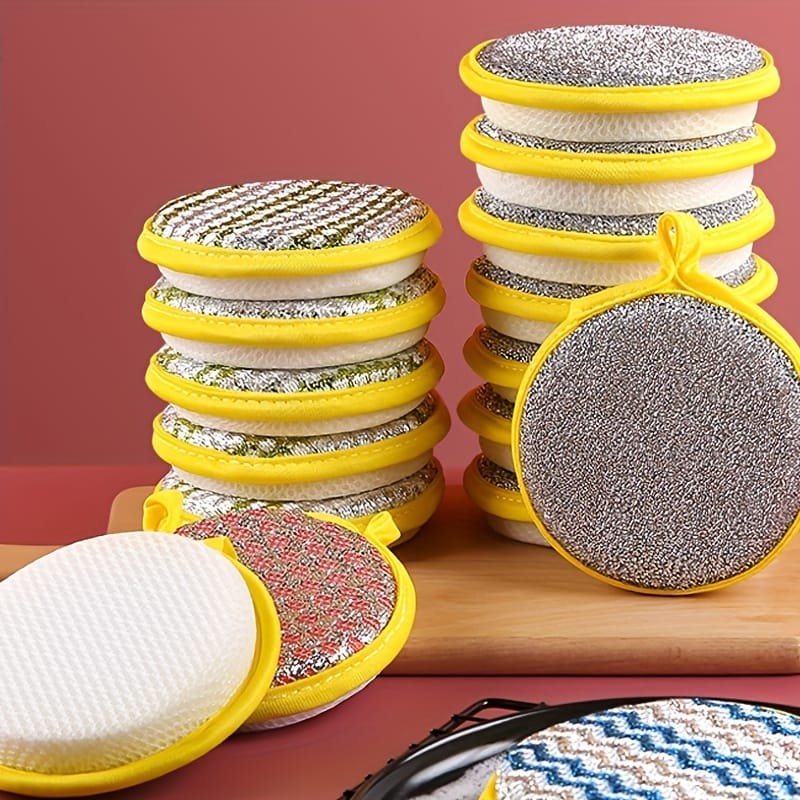 2 in 1 Multicolor Dishwashing Scrub and Sponge (Pack of 10 Pcs Cleaning Sponge)