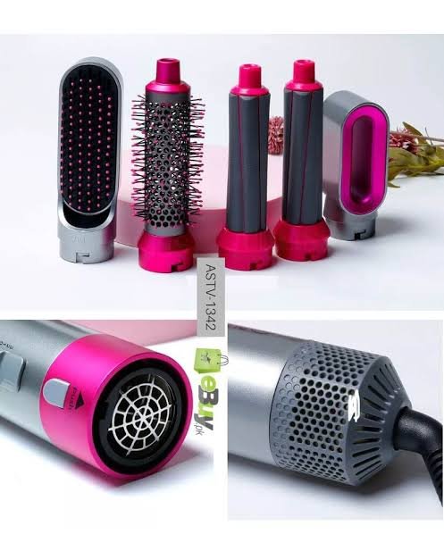5 in 1 Styler (Round brush, flat brush, dryer nozzle and two suction curling barrels)