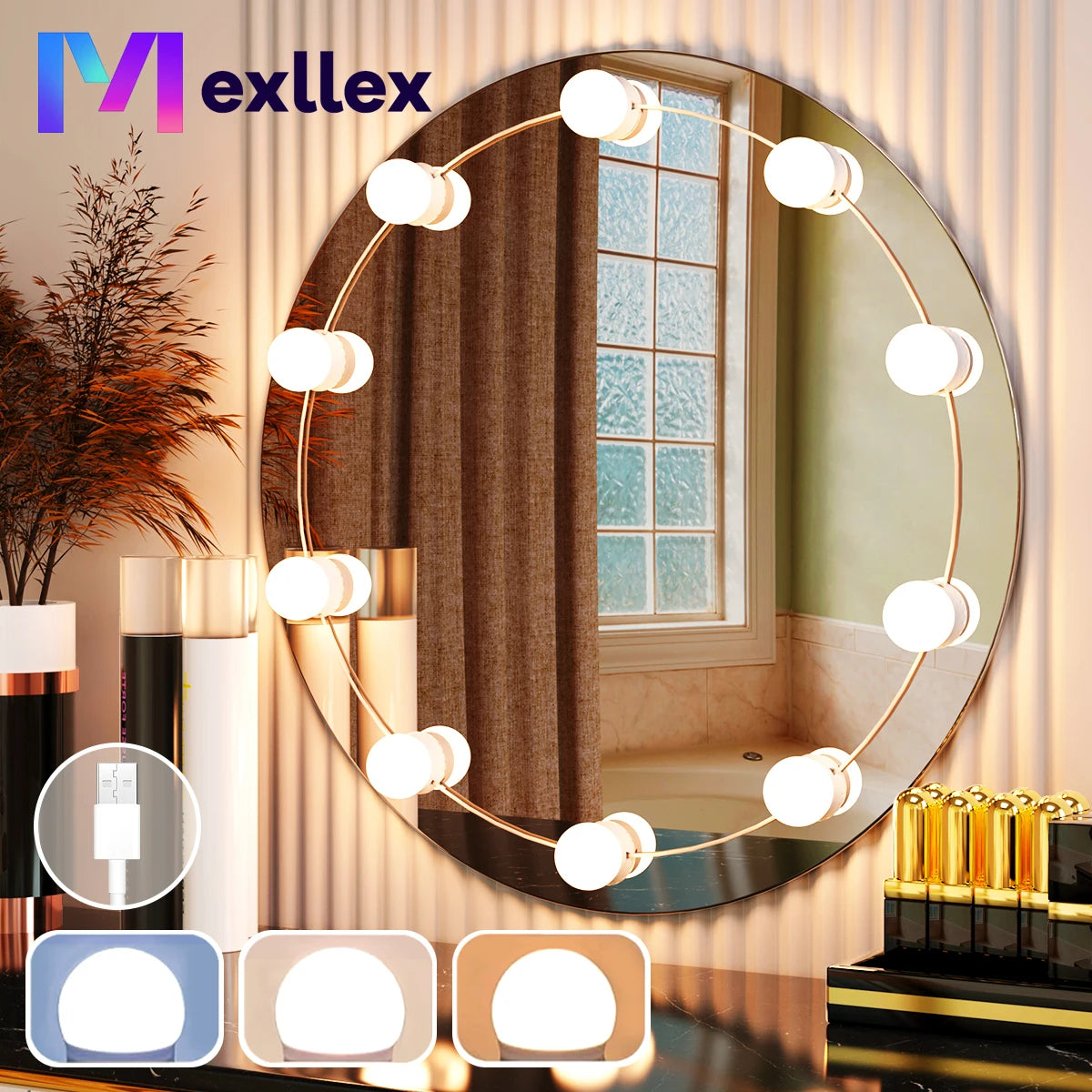 3 Colour modes Vanity Lights 10 bulbs