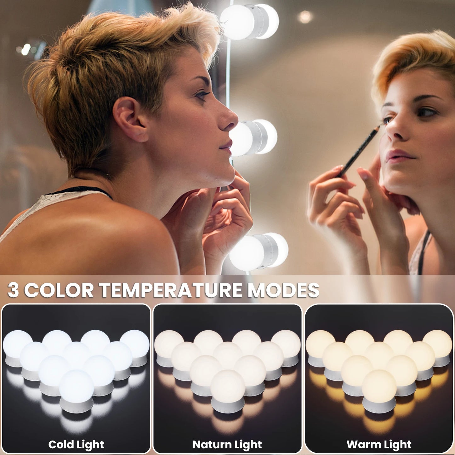 3 Colour modes Vanity Lights 10 bulbs