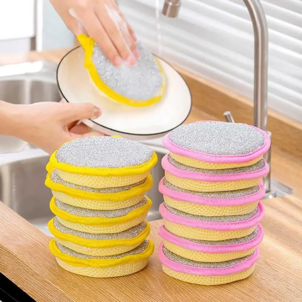 2 in 1 Multicolor Dishwashing Scrub and Sponge (Pack of 10 Pcs Cleaning Sponge)