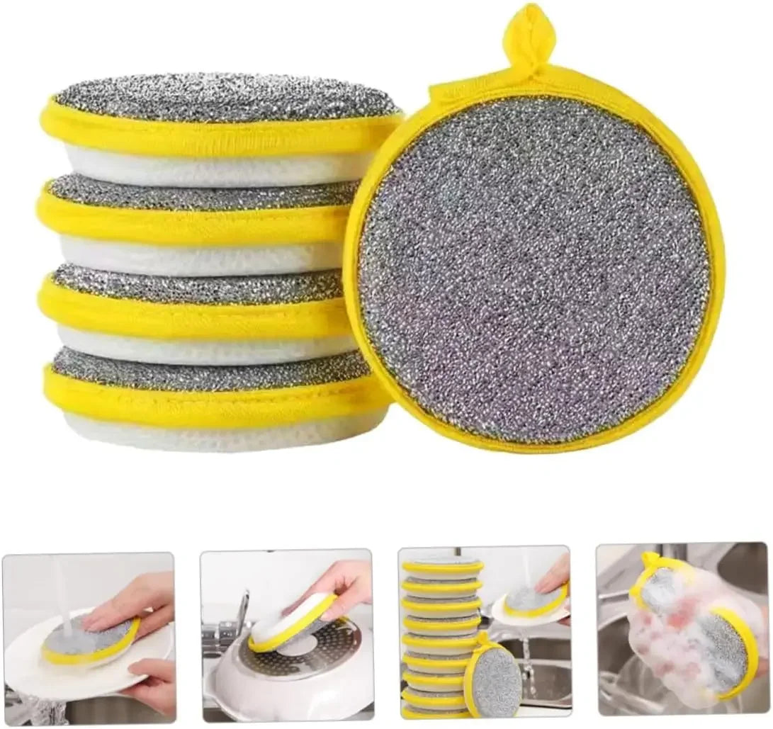 2 in 1 Multicolor Dishwashing Scrub and Sponge (Pack of 10 Pcs Cleaning Sponge)