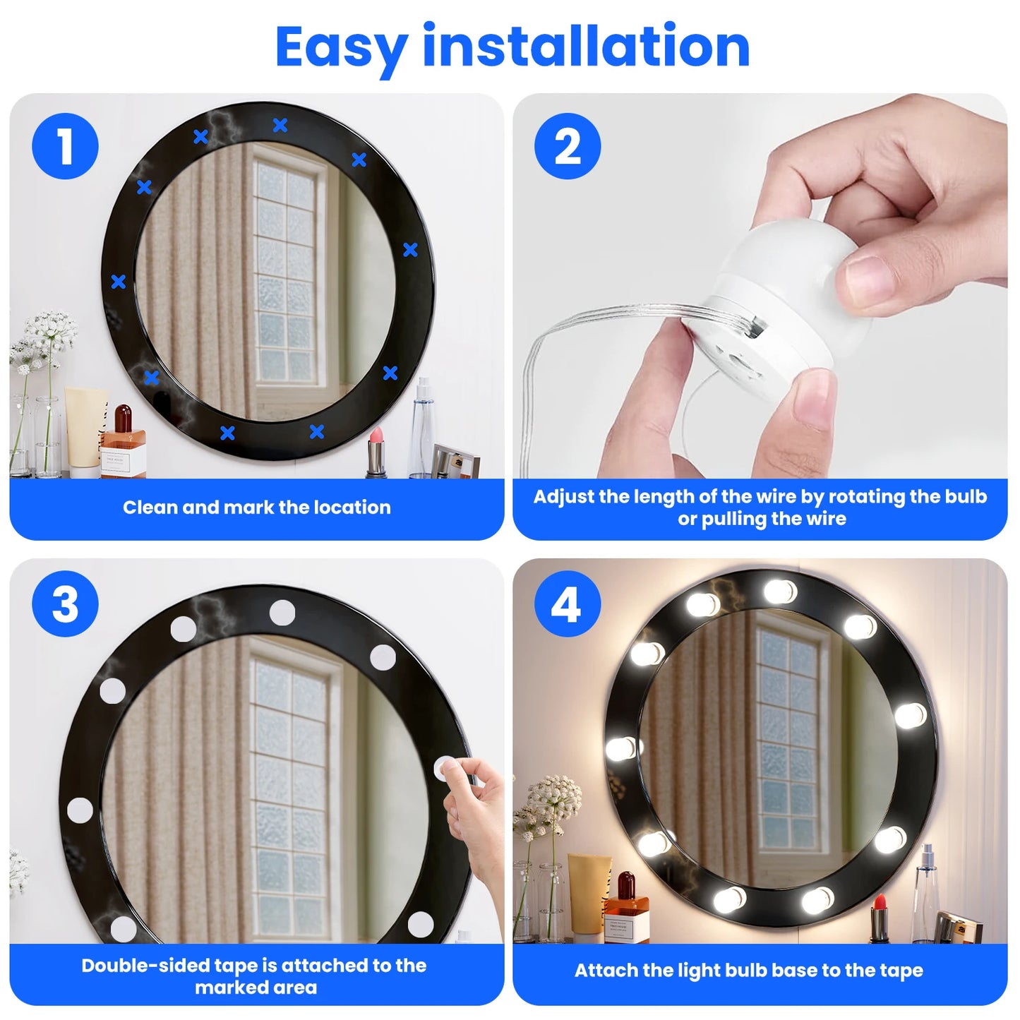 3 Colour modes Vanity Lights 10 bulbs