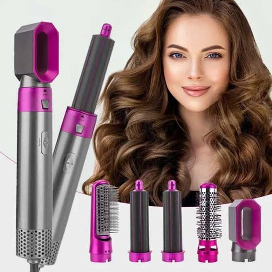 5 in 1 Styler (Round brush, flat brush, dryer nozzle and two suction curling barrels)
