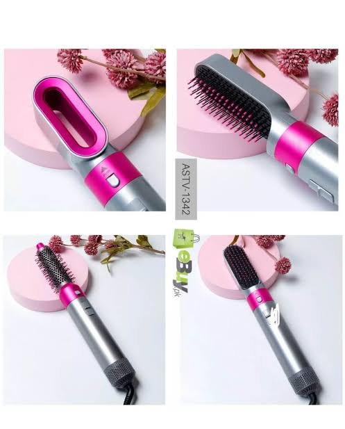 5 in 1 Styler (Round brush, flat brush, dryer nozzle and two suction curling barrels)